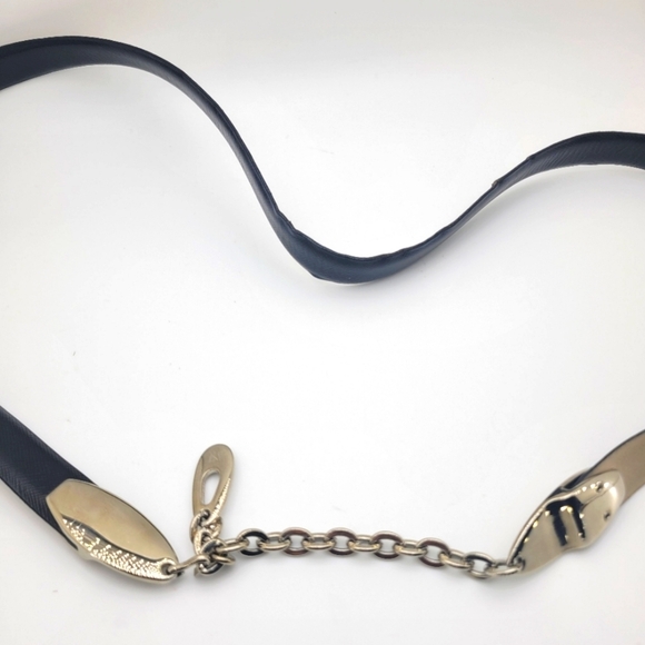 Large ANN TAYLOR Black Leathet Women's Chain Buckle Belt - Picture 5 of 9